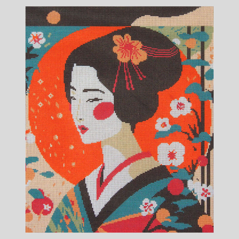 Akiko: Japanese Geisha - Needlepoint Tapestry Canvas