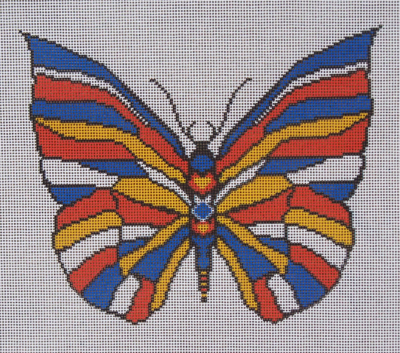 Mondrian Butterfly in Flight - Needlepoint Tapestry Canvas