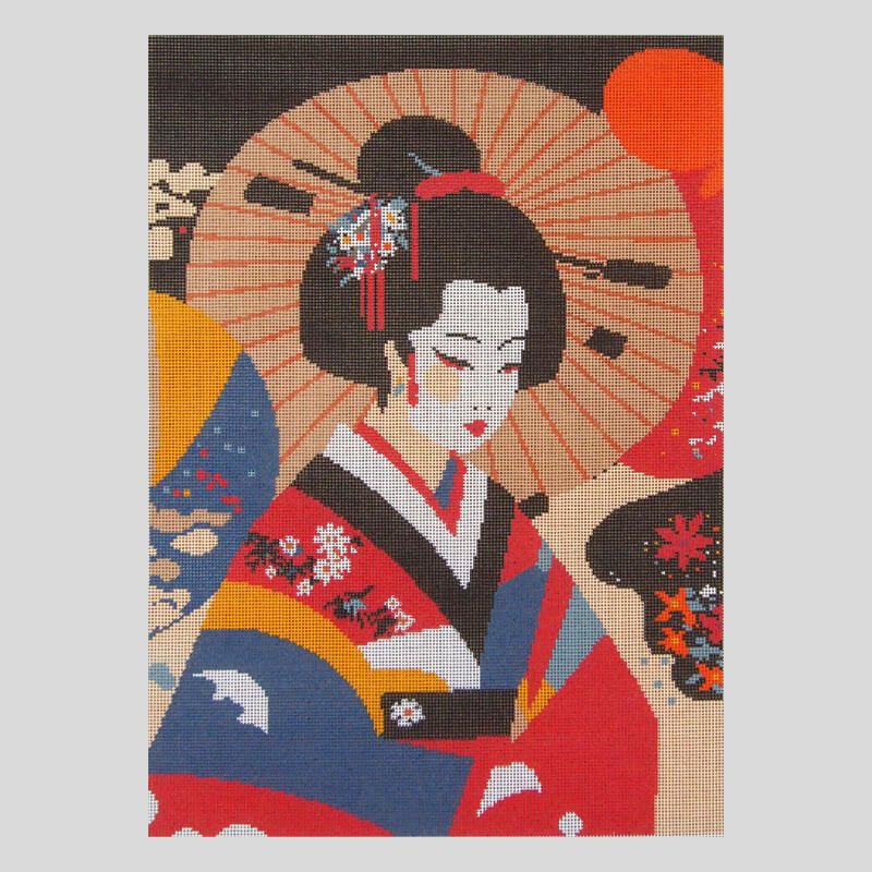 Sakura - Japanese Geisha Needlepoint Tapestry Canvas