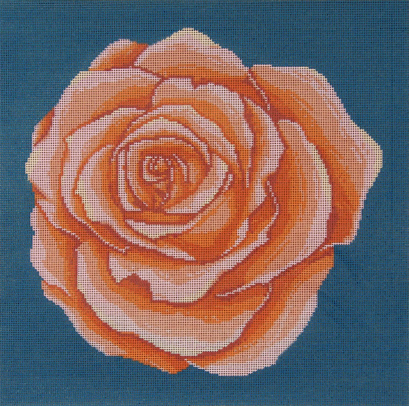 Apricot Passion Rose - Needlepoint Tapestry Canvas
