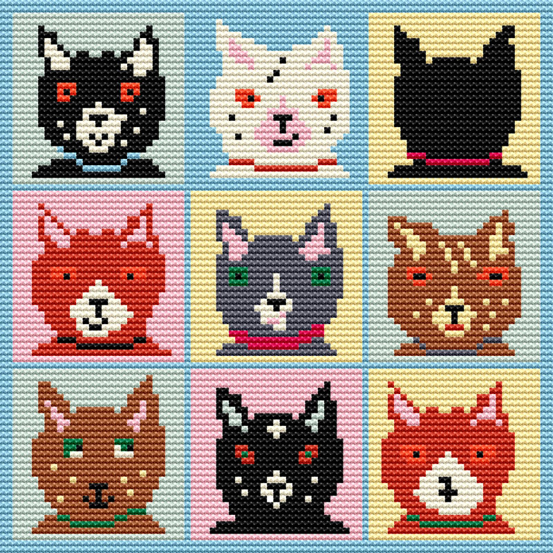 Kitty Cats Needlepoint Tapestry Digital Download Chart